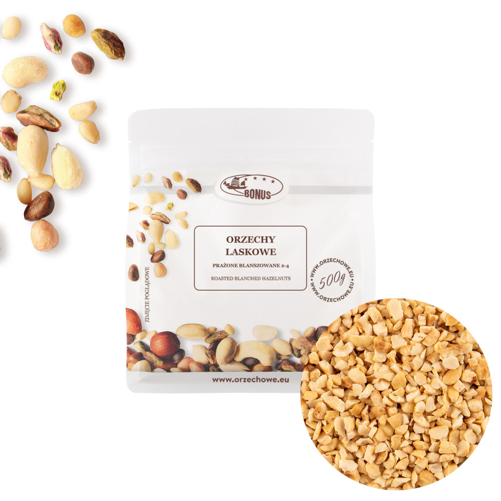Orzechy laskowe łuskane prażone blanszowane 2-4