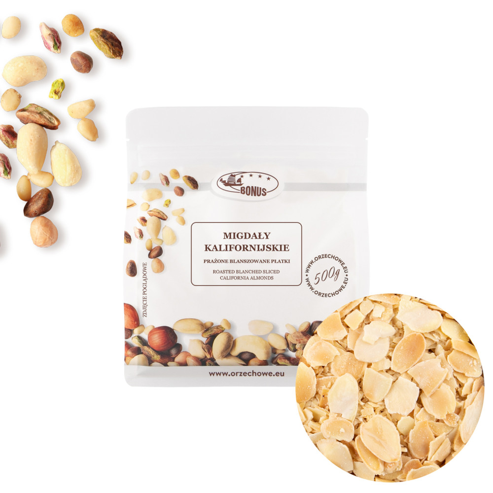 Migdały kalifornijskie prażone blanszowane płatki