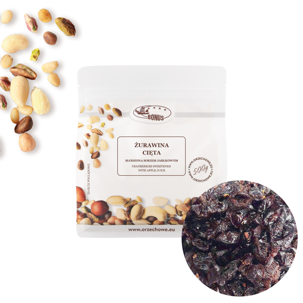 Żurawina cięta słodzona sokiem jabłkowym